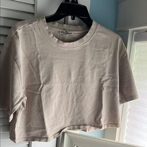 Zara Light Beige Casual Crop Top